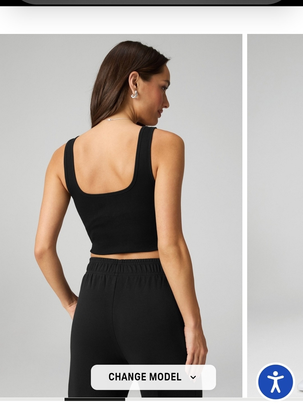 Fabletics Black Ribbed Square-Neck Tank Top - Picture 2 of 8
